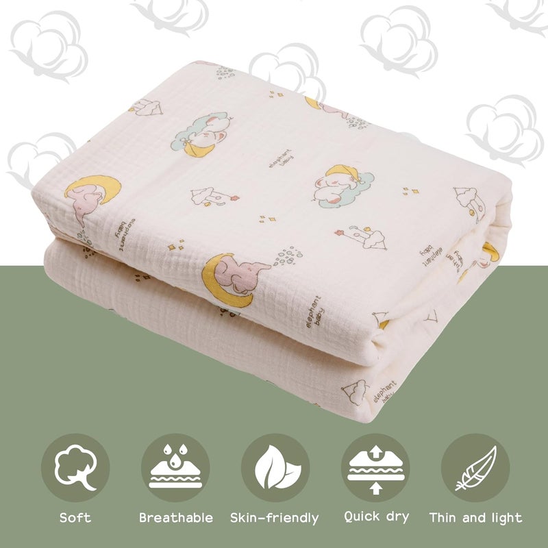 REMASS Hooded Towel Muslin Hooded Towel Made from Organic Cotton 6-Layer Cotton Bath Towel, Soft Bath Towels 25x51inches for Toddler Baby (Splashing Elephant) - Image 3